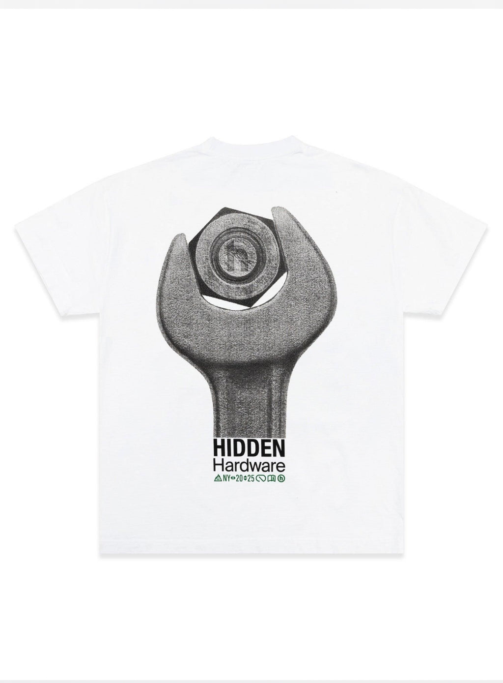Hidden NY Hardware Pocket Tee White Wrench Graphic Back Print T-Shirt