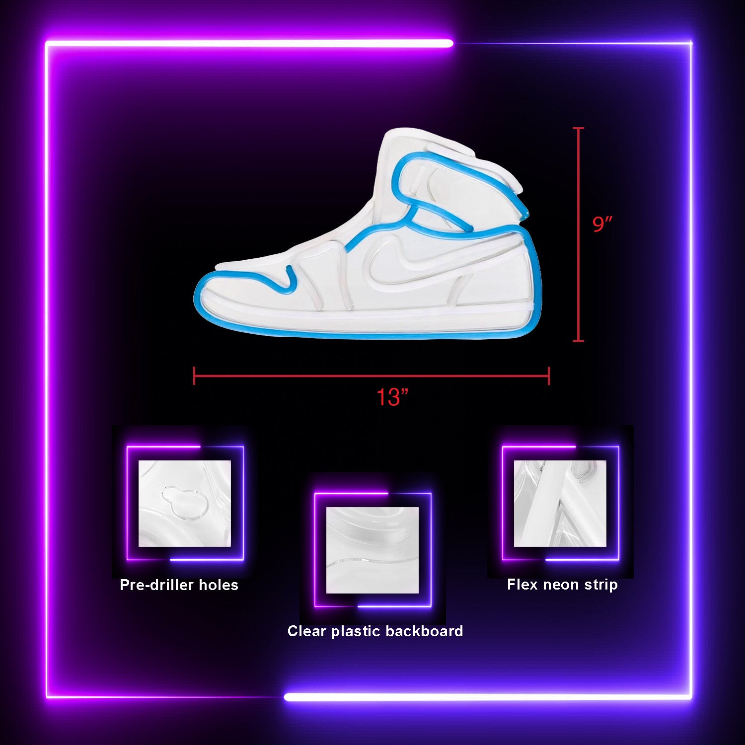 Blue Air Boot Sneakers Shoe Neon Sign Acryli