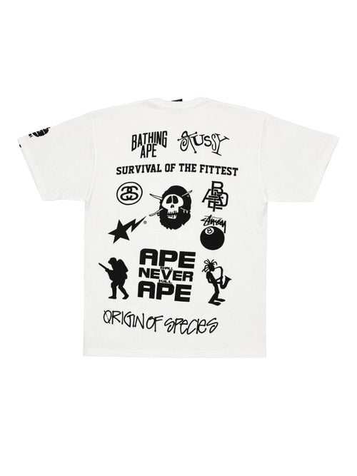 A BATHING APE x STUSSY x bape Go APE! Tee 'White'