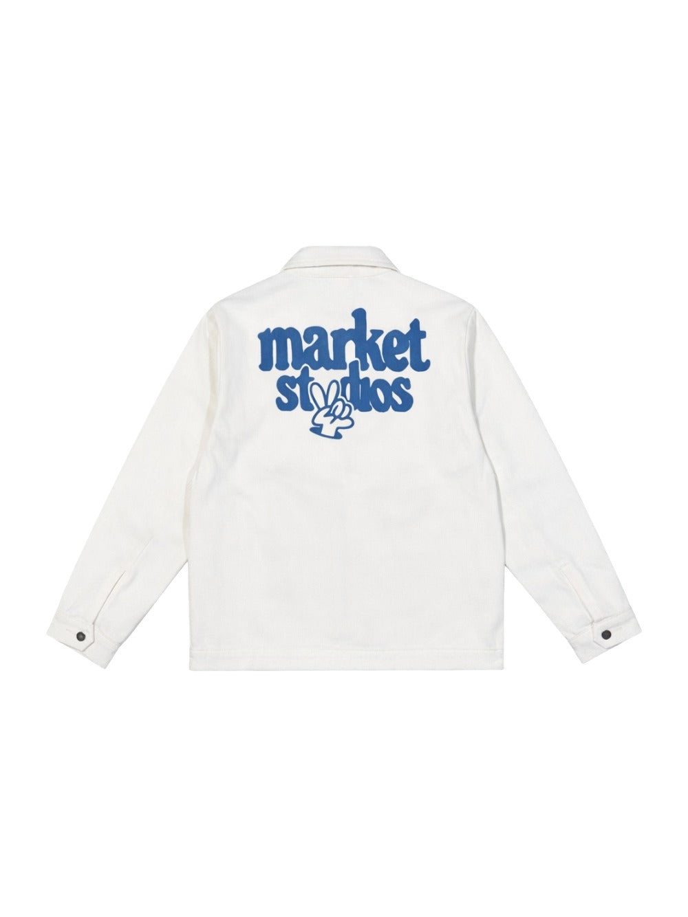 MARKET Studios Work Jacket Cream Canvas Zip Jacket Peace Hand Logo
