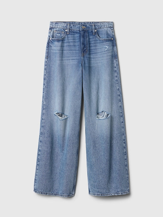 Gap Mid Rise Destructed SuperSoft Baggy Jeans